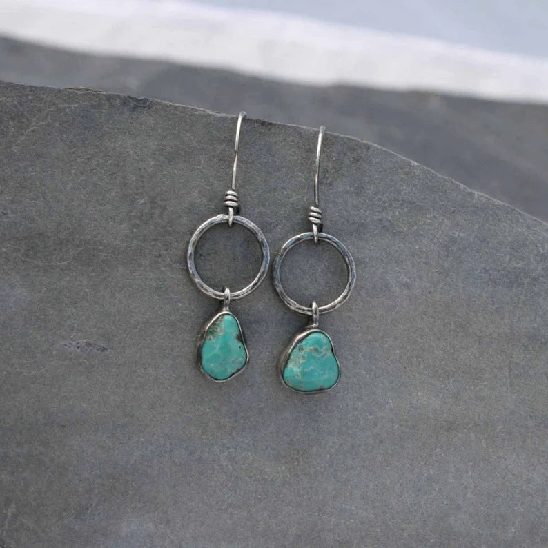 Long Minimalist Retro Turquoise Exaggerating Unique Eardrops