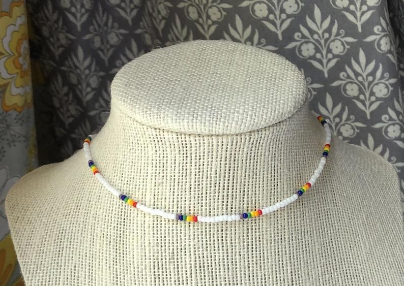 Short Necklace Handmade Wild Color Rice Bead Necklace