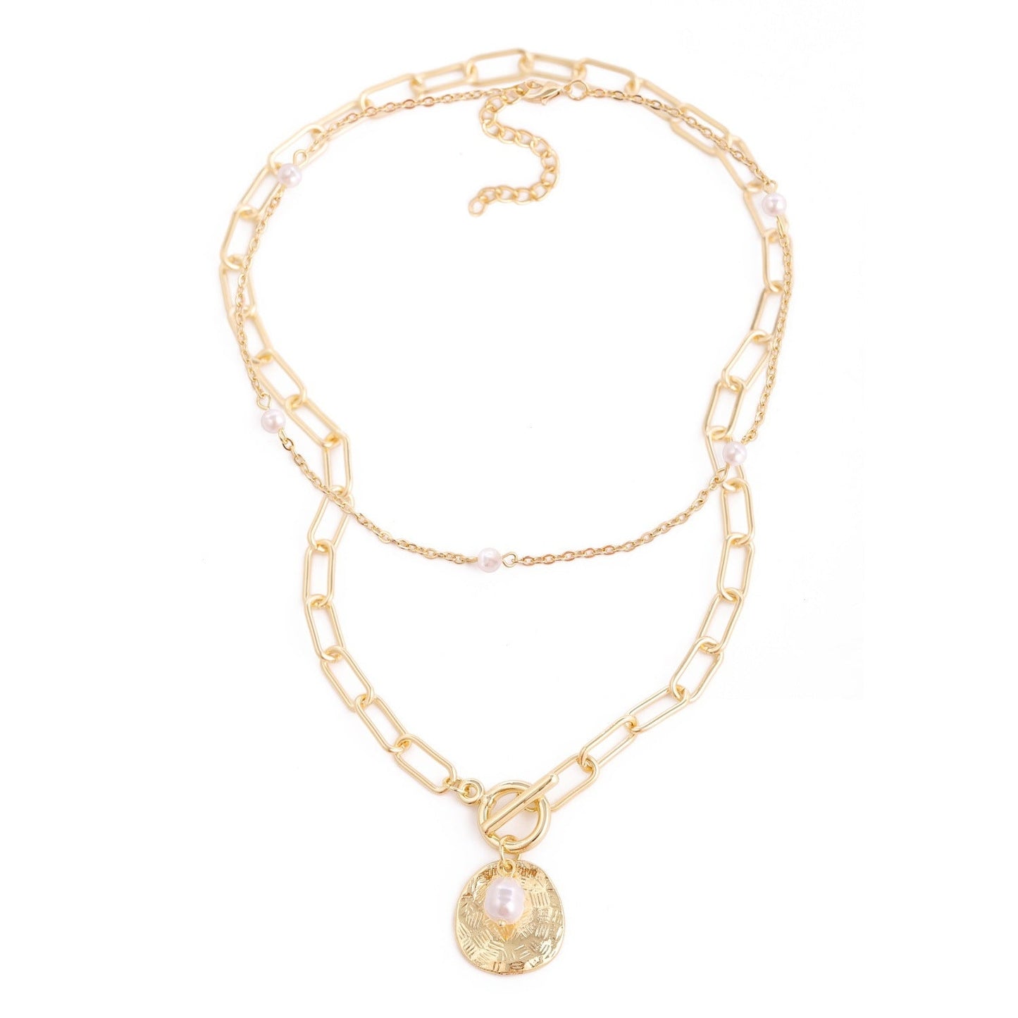 Multilayer Necklace Brooch Coin Natural Pearl Necklace