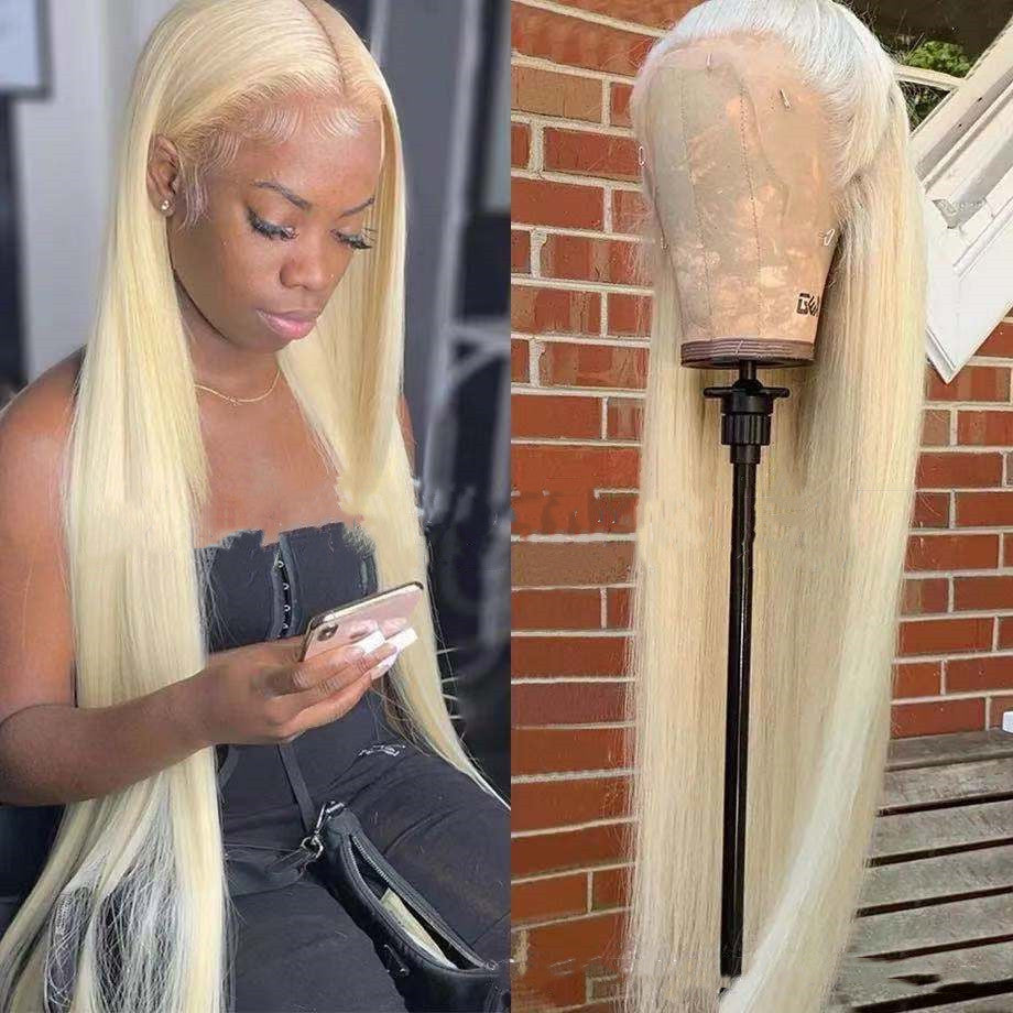 Medium Long Straight Hair Dyed Headgear Golden Synthetic Wigs