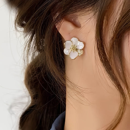 Oil-spot Glaze Flowers Ear Studs Earrings